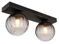 Globo 2-lichts plafondlamp Dallerta smoke glas 15216-2 - thumbnail