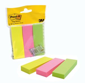 Post-it notes markers, ft 25 x 76 mm, blister met 3 x 100 vel, geassorteerde kleuren