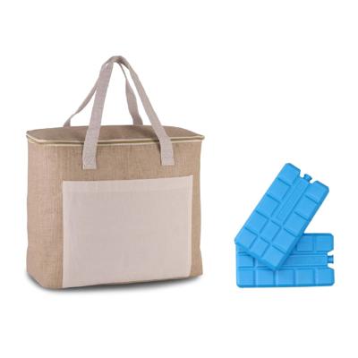 Kimood Grote koeltas Canvas - naturel - 20 liter - 38x32x16 cm - met 6x koelelementen Kimood Grote koeltas Canvas - naturel - 20 liter - 38x32x16 cm - met 6x koelelementen