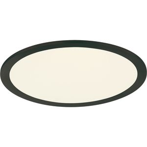 LED Plafondlamp - Plafondverlichting - Trion Povino - 15W - Warm Wit 3000K - Dimbaar - Rond - Mat Zwart - Aluminium