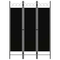 Kamerscherm met 3 panelen 120x180 cm zwart
