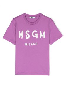 MSGM Kids t-shirt en coton à logo imprimé - Violet