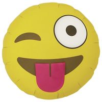 Gele emoticon folie ballon wink 46 cm - thumbnail