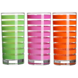 Drinkglazen Colorama - 3x - roze/oranje/groen - glas - 295 ml - gekleurd mix