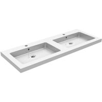 Wiesbaden Kera Wastafel Dubbel met 2 Kraangaten - 120x46x5cm - Keramiek - Glans Wit