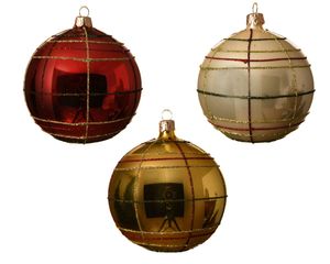 Kerstbal glas d10 cm deco ruit a3 - Decoris