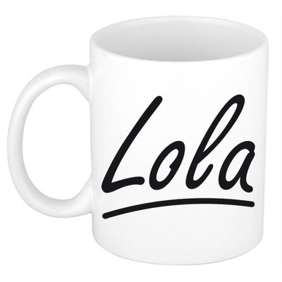 Naam cadeau mok / beker Lola met sierlijke letters 300 ml Naam cadeau mok / beker Lola met sierlijke letters 300 ml