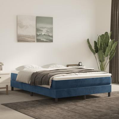 Boxspring met matras fluweel donkerblauw 140x200 cm