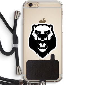 Angry Bear (white): iPhone 6 / 6S Transparant Hoesje met koord