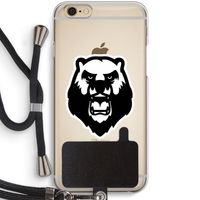 Angry Bear (white): iPhone 6 / 6S Transparant Hoesje met koord