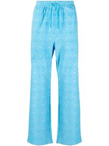 Marine Serre pantalon de jogging à motif en jacquard - Bleu