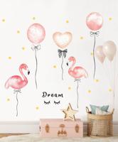 Muursticker - Flamingo's en Ballonnen