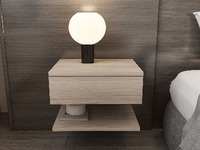 Zwevend nachtkastje VIVIENNE 45 cm lichte eik