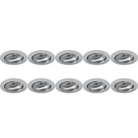 Kantelbare Inbouwspot Set 10 Stuks - GU10 - Rond Zilver Aluminium Ø82mm