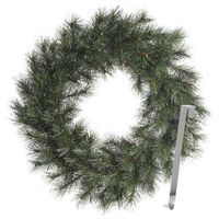 Kerstkrans 60 cm - groen - met zilveren hanger/ophanghaak - kerstversiering - thumbnail