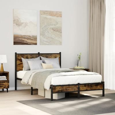 Bedframe zonder matras metaal gerookt eikenkleurig 120x200 cm