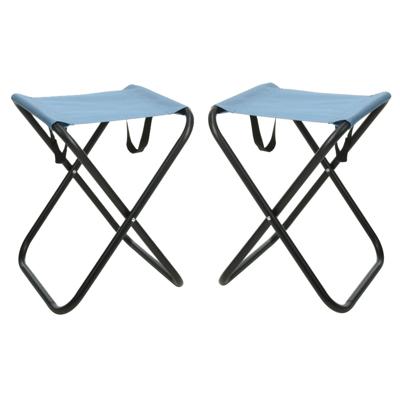 Redcliffs Outdoor Camping/outdoor krukje - 2x - Inklapbaar - blauw - metaal/polyester - 30 x 60 cm