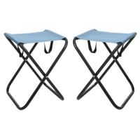 Redcliffs Outdoor Camping/outdoor krukje - 2x - Inklapbaar - blauw - metaal/polyester - 30 x 60 cm