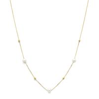 Stijlvol 14k Geelgouden Collier met Bolletjes en Zoetwaterparels