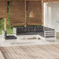 5-delige Loungeset met kussens grenenhout wit