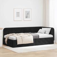 Hoekbedframe met hoofdeinde Zwart 90 x 190 cm Fluweel