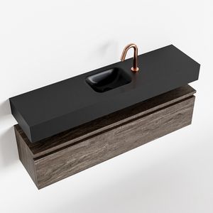 Toiletmeubel Mondiaz Andor | 120 cm | Meubelkleur Dark brown | Lex vrijhangend wastafel Urban Midden | 1 kraangat