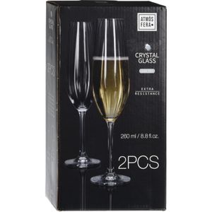 Voordeelpakket 12x Champagneglazen/flutes 26 cl/260 ml van kristalglas