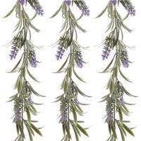 Decoris Lavendel Bloemen slinger - 3x stuks - Paars - kunstplanten - 80 cm