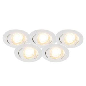 QAZQA Set van 5 inbouwspots wit incl. LED 3-staps dimbaar - Mio