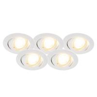 QAZQA Set van 5 inbouwspots wit incl. LED 3-staps dimbaar - Mio