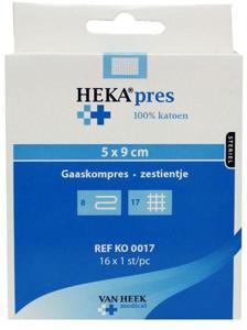 Heka Hydrofiel gaaskompres 5 x 8.5 (16 st)