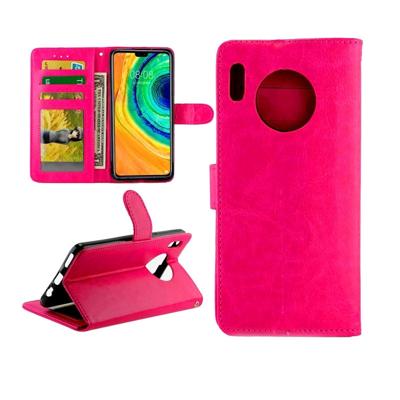 Voor Huawei mate 30 Crazy Horse textuur horizontale Flip lederen draagtas met houder & kaartsleuven & portemonnee & fotolijstjes (magenta)