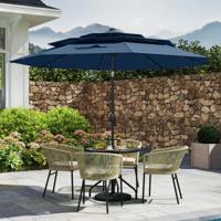 3-Laags Parasol met Slinger Aan Beide Zijden 30° Kantelbare Tuinscherm Terrasparasol Donkerblauw