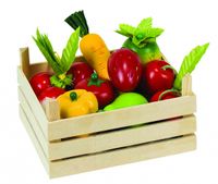 Speelgoed houten kist - met groente en fruit - voor kinderen   - - thumbnail