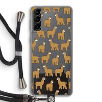 Alpacas: Samsung Galaxy S21 Plus Transparant Hoesje met koord