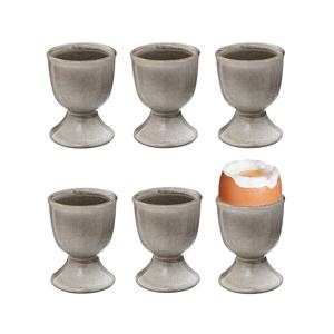 Bellatio Design Eierdopjes Glaze - set van 6x - keramiek - taupe - 5 x 7 cm   -