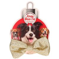 Gouden kerst vlinderstrikjes voor middelgrote honden - thumbnail