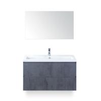 Vogue Badmeubelset 100 cm - Greeplijst in kleur - Beton Antra - Keramische Wastafel Wit 1 kraangat - met Spiegel