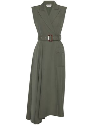 Alexander McQueen robe mi-longue en laine - Vert