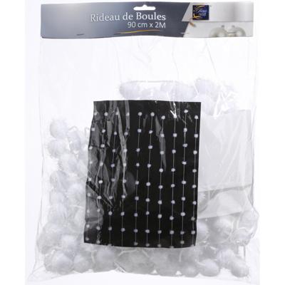 Sneeuwballen decoratie gordijn - 90 x 200 cm - wit - Deurgordijnen/decoratie gordijnen