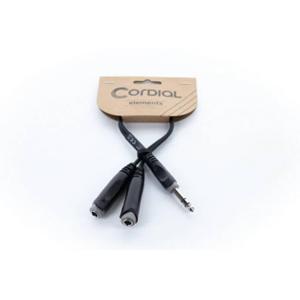 Cordial 14882 Jackplug Audio Y-adapter [1x Jackplug male 6,3 mm (stereo) - 2x Jackplug female 6,3 mm (stereo)] 0.30 m Zwart PVC-mantel, Tweelingkabel