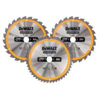 DeWALT DT1963 Cirkelzaagbladen Set 250mm (2X 24T 1X 48T)