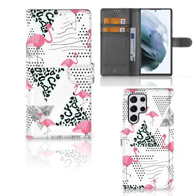 Samsung Galaxy S22 Ultra | Telefoonhoesje | Met pasjeshouder | Flamingo Triangle