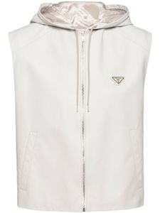 Prada gilet en cuir à capuche - Blanc