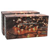 Set van 2x stuks kerstverlichting lichtsnoeren goud 900 cm - thumbnail