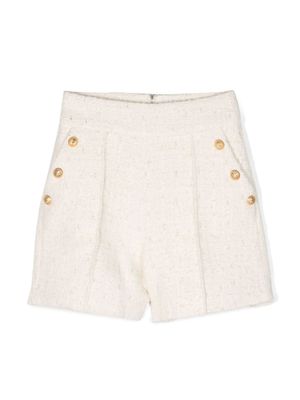 Balmain Kids short à fermeture zippée - Tons neutres