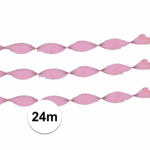 3x Crepe papier licht roze 24 meter - Feestslingers