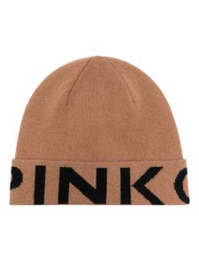 PINKO bonnet nervuré à logo imprimé - Marron