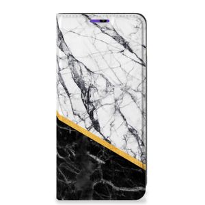 Samsung Galaxy A22 4G | M22 Standcase Marmer Wit Zwart - Origineel Cadeau Man