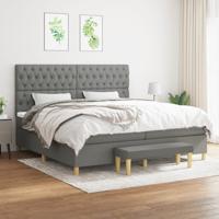 Boxspring met matras stof donkergrijs 200x200 cm